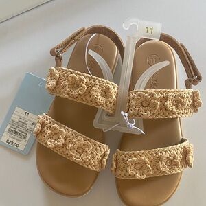 Cat & Jack Beige Braided Double-Strap Girl's Sandals